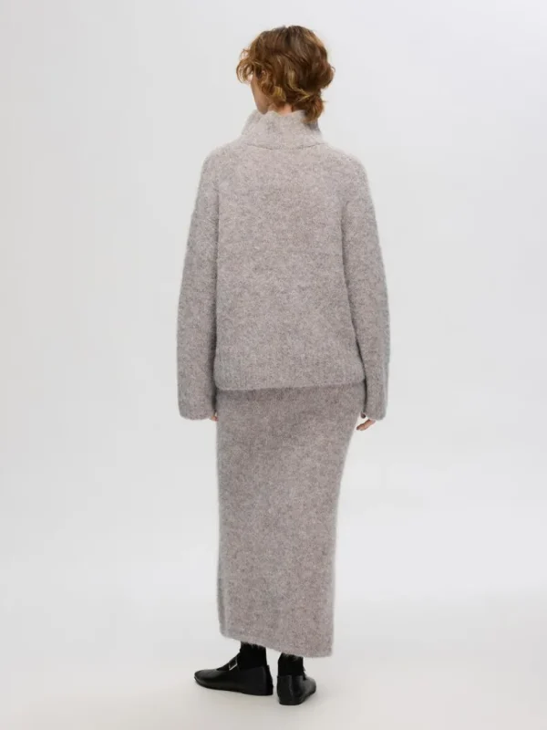 Strik>SELECTED HØJ HALS PULLOVER Grey