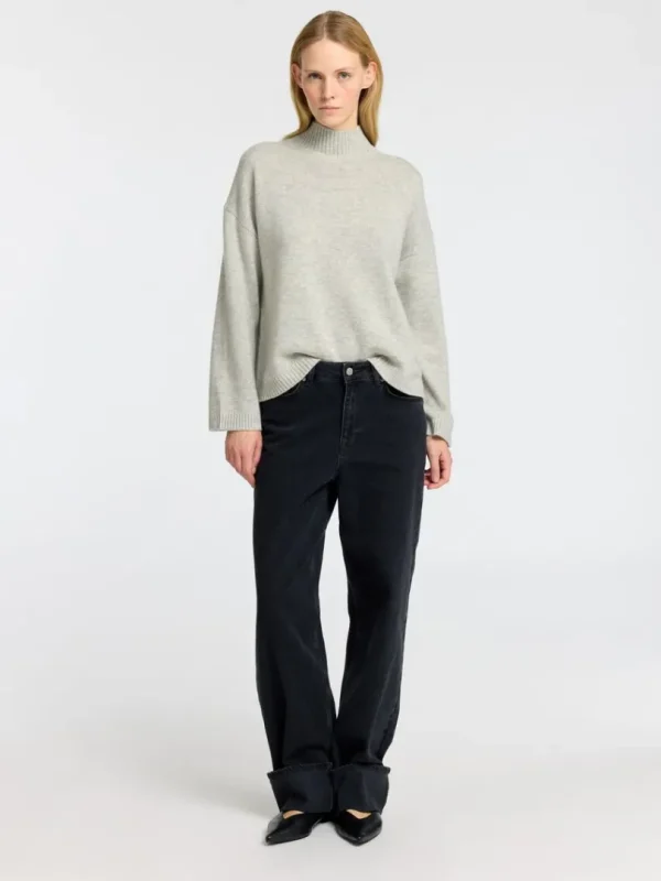 Strik>SELECTED HØJ HALS  STRIKTRØJE Grey