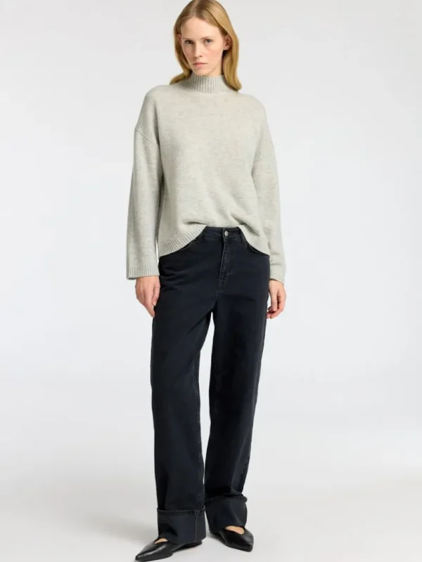 Strik>SELECTED HØJ HALS STRIKTRØJE Grey