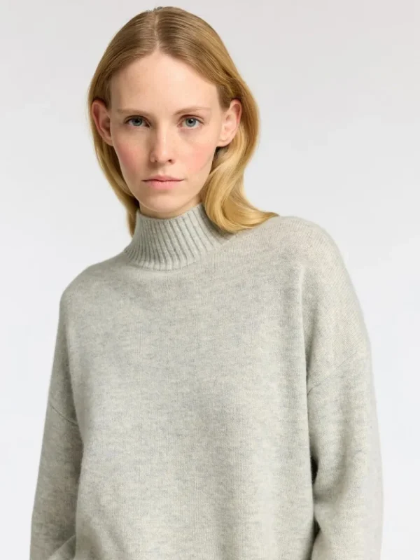 Strik>SELECTED HØJ HALS STRIKTRØJE Grey