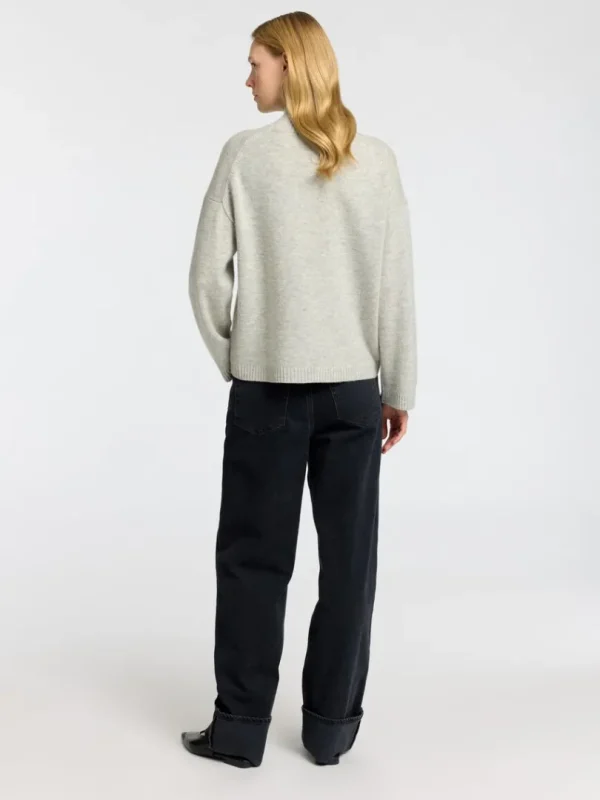 Strik>SELECTED HØJ HALS STRIKTRØJE Grey