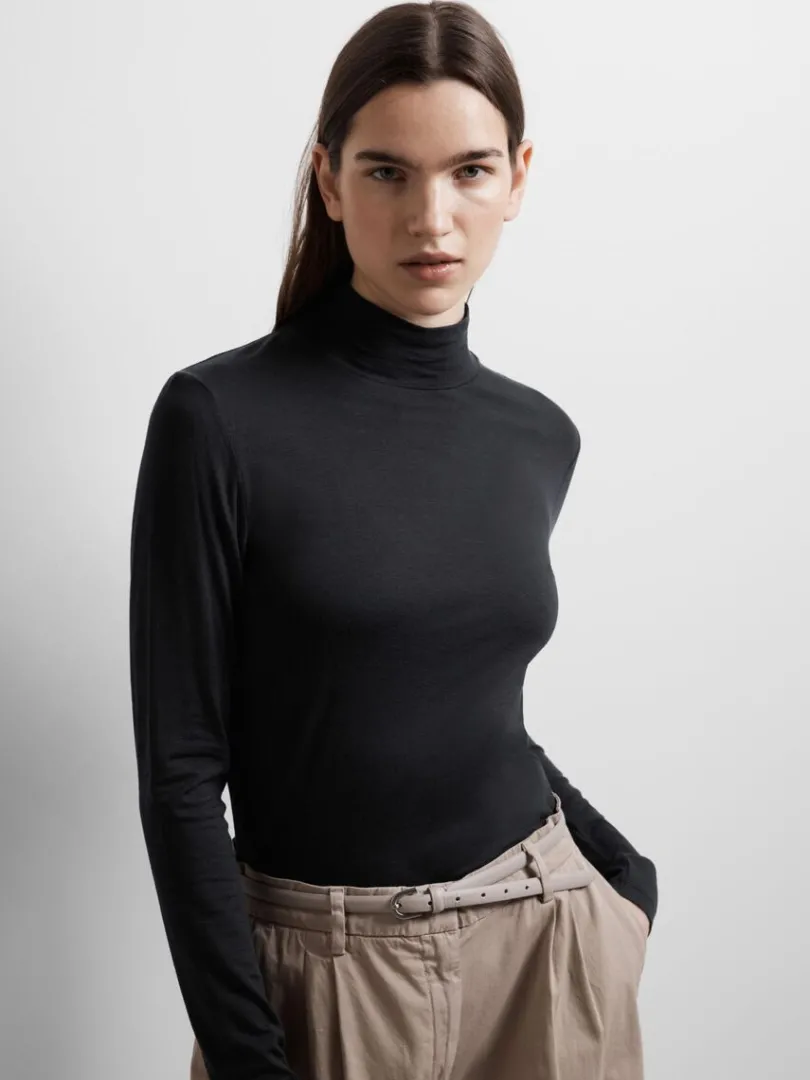 hj_hals_top_2.webp T-shirts | Toppe Og Bluser>SELECTED - HØJ HALS TOP Black