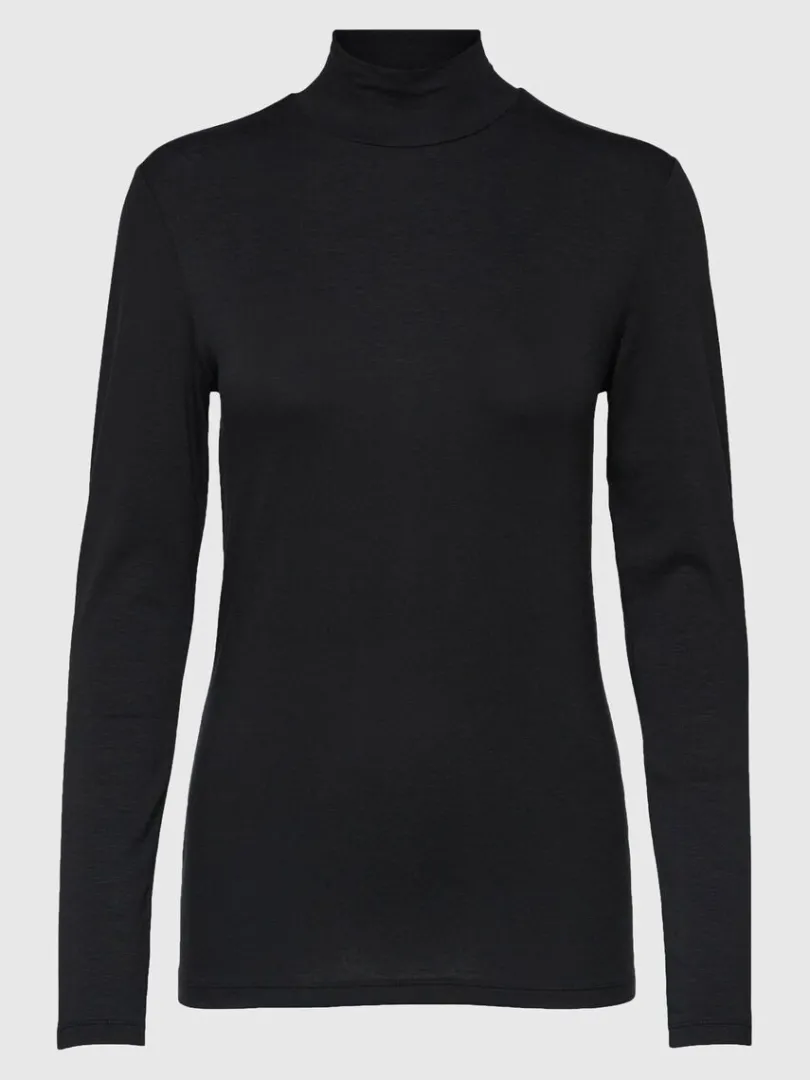 hj_hals_top_5.webp T-shirts | Toppe Og Bluser>SELECTED - HØJ HALS TOP Black