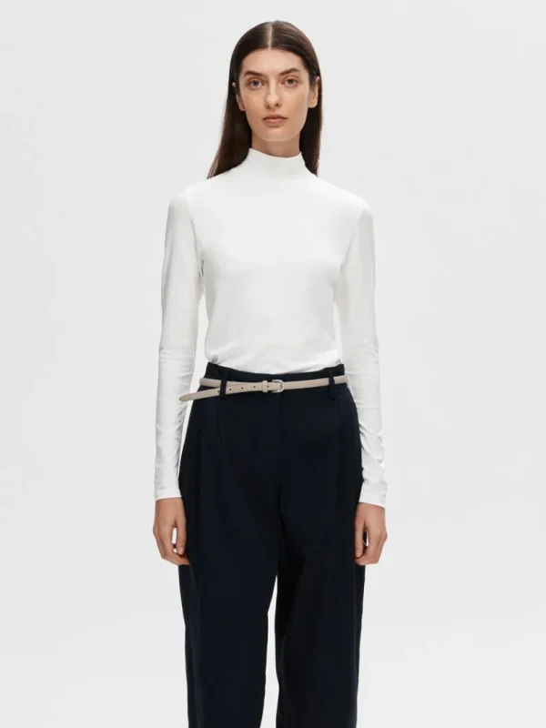 T-shirts>SELECTED HØJ HALS T-SHIRT White