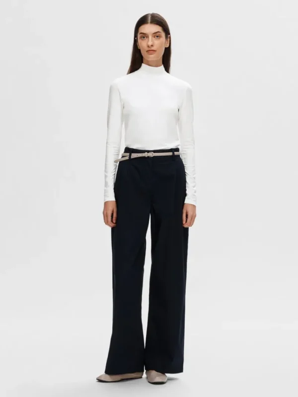 T-shirts>SELECTED HØJ HALS T-SHIRT White