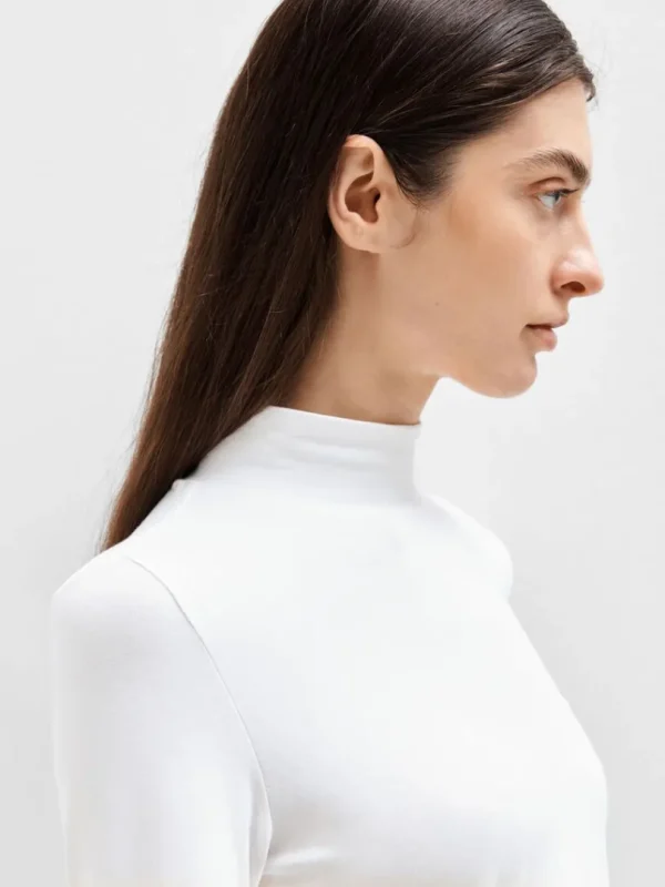 T-shirts>SELECTED HØJ HALS T-SHIRT White