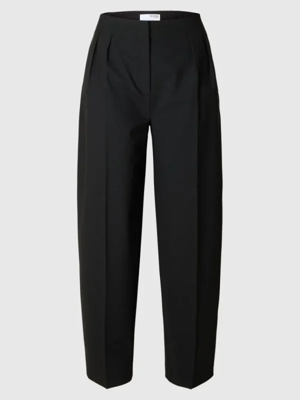 Bukser>SELECTED HØJTALJET BUKSER MED BARREL-FIT Black