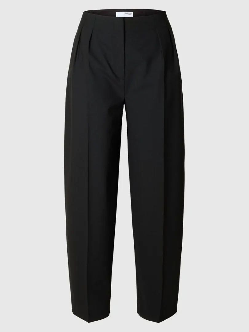 hjtaljet_bukser_med_barre_0.webp Bukser>SELECTED HØJTALJET BUKSER MED BARREL-FIT Black
