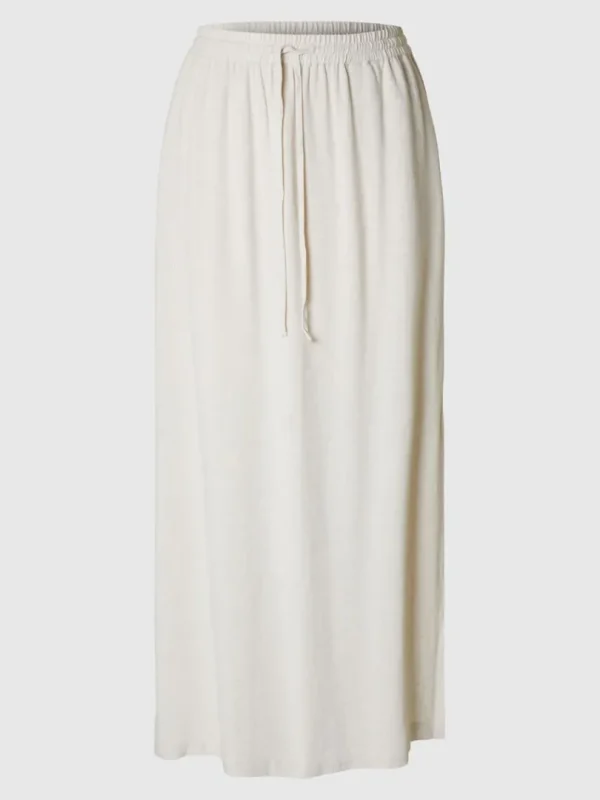 Nederdele>SELECTED HØJTALJET MAXINEDERDEL Beige