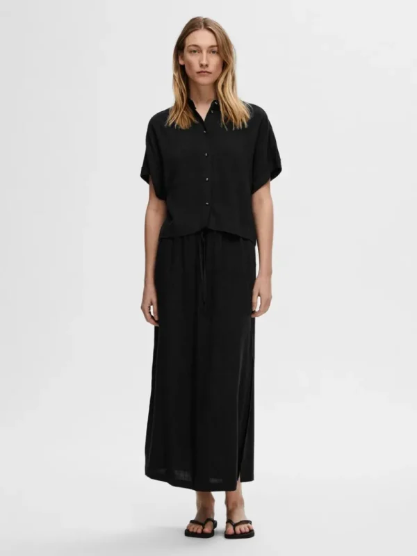 Nederdele>SELECTED HØJTALJET MAXINEDERDEL Black