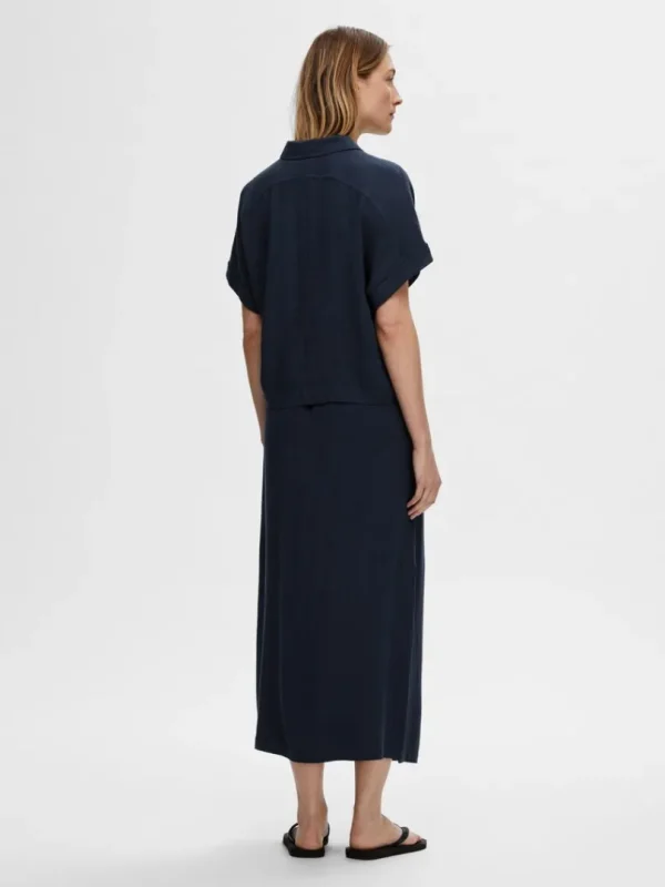 Nederdele>SELECTED HØJTALJET MAXINEDERDEL Blue