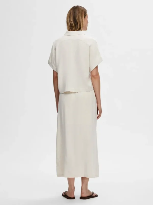 Nederdele>SELECTED HØJTALJET MAXINEDERDEL Beige
