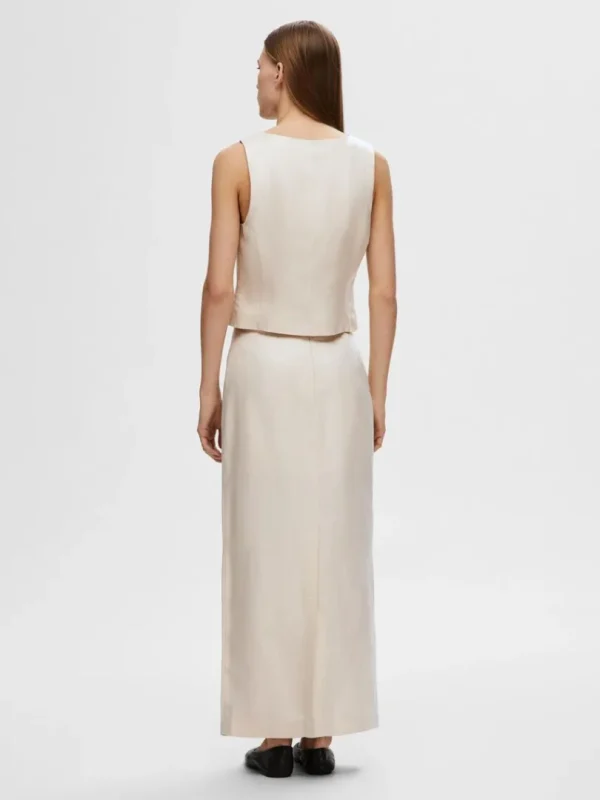 Nederdele>SELECTED HØJTALJET MAXINEDERDEL Beige
