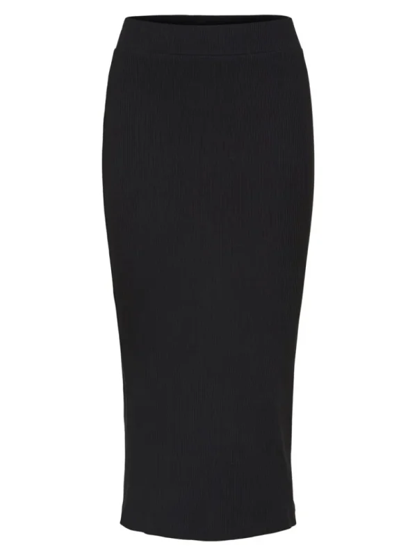 Nederdele>SELECTED HØJTALJET MIDINEDERDEL Black
