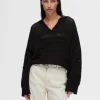 Strik>SELECTED HÆKLESTIL PULLOVER Black