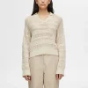 Strik>SELECTED HÆKLESTIL PULLOVER Beige