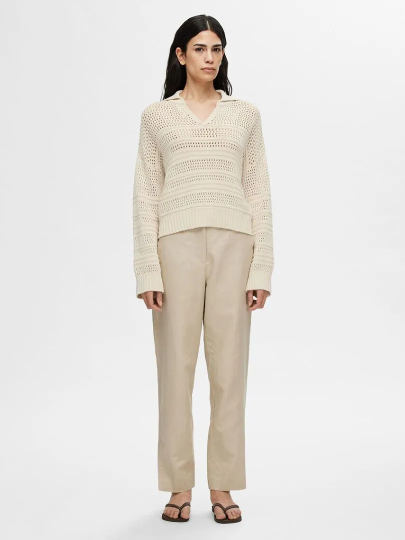 hklestil_pullover_1.webp Strik>SELECTED HÆKLESTIL PULLOVER Beige