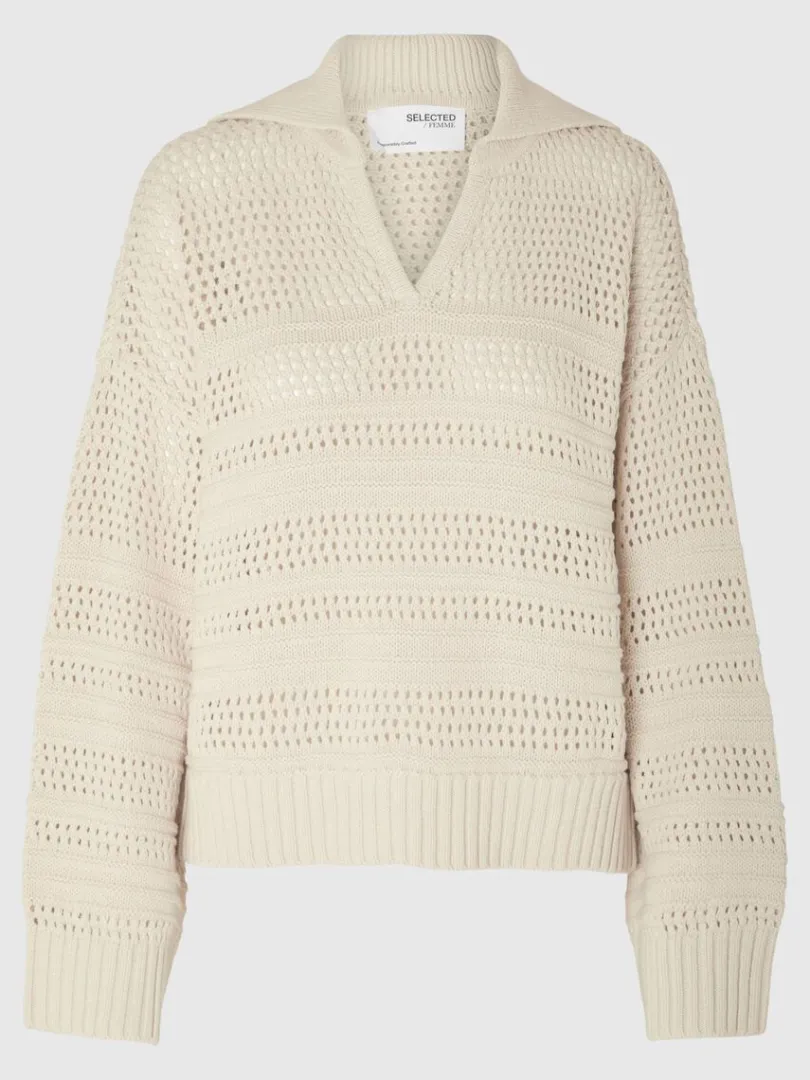 hklestil_pullover_5.webp Strik>SELECTED HÆKLESTIL PULLOVER Beige