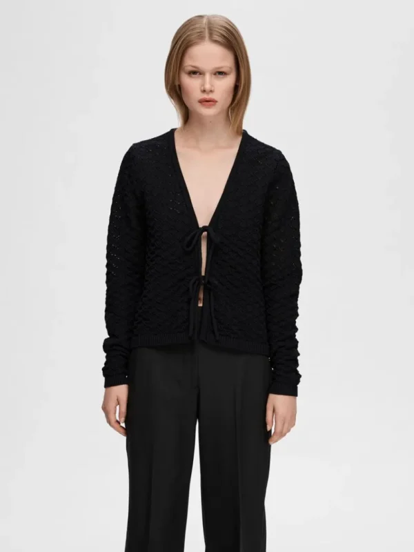 Strik>SELECTED HÆKLET CARDIGAN Black