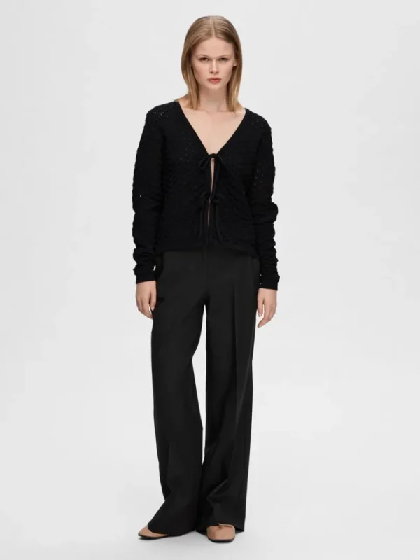 Strik>SELECTED HÆKLET CARDIGAN Black