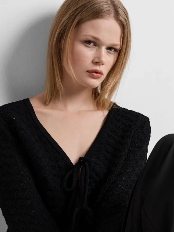 Strik>SELECTED HÆKLET CARDIGAN Black
