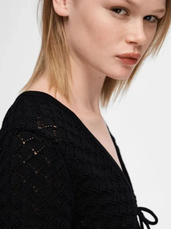 Strik>SELECTED HÆKLET CARDIGAN Black