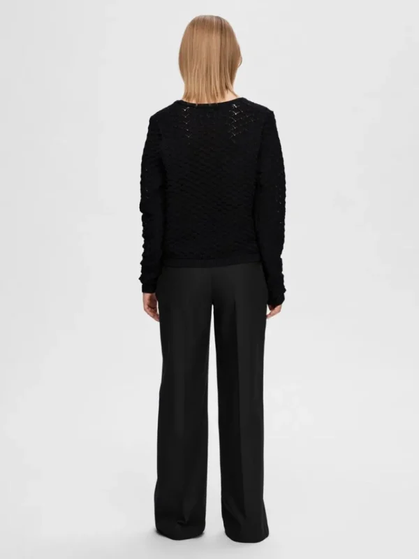 Strik>SELECTED HÆKLET CARDIGAN Black