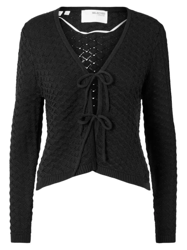 Strik>SELECTED HÆKLET CARDIGAN Black