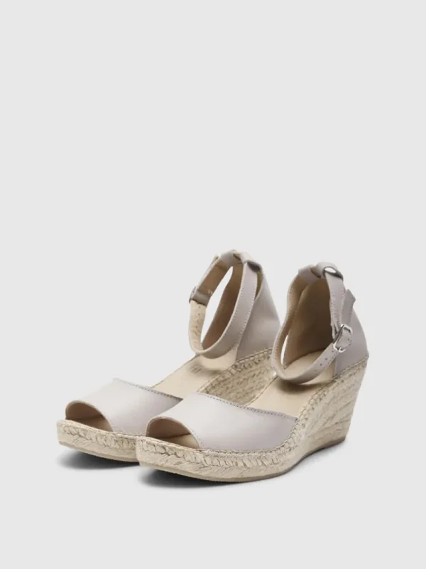 Sko>SELECTED HÆLE I LÆDER ESPADRILLOS Beige
