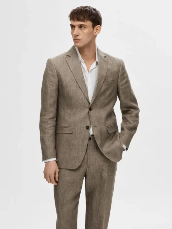 Jakkesæt & Blazers>SELECTED 100% HØR BLAZER Brown