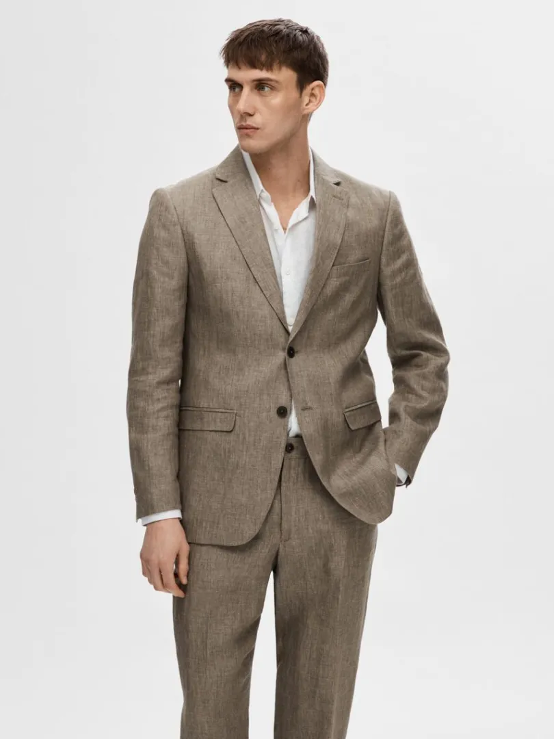 hr_blazer_0.webp Jakkesæt & Blazers>SELECTED 100% HØR BLAZER Brown
