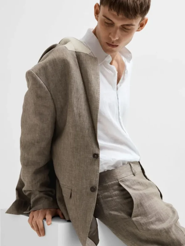 Jakkesæt & Blazers>SELECTED 100% HØR BLAZER Brown