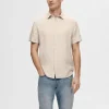 Skjorter>SELECTED 100% HØR KORTÆRMET SKJORTE Beige