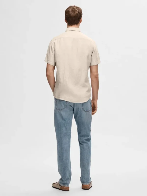 Skjorter>SELECTED 100% HØR KORTÆRMET SKJORTE Beige