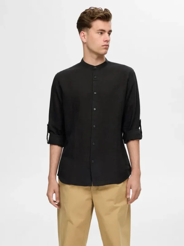Skjorter>SELECTED 100% HØR LANGÆRMET SKJORTE Black