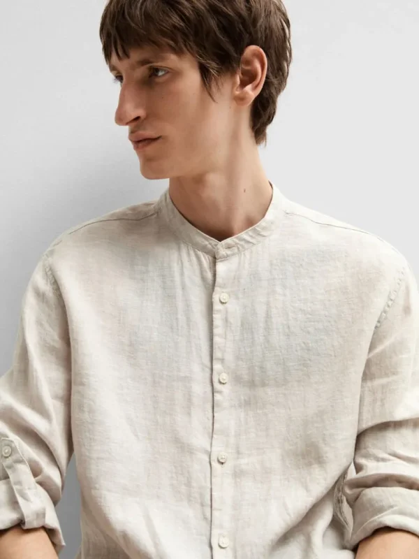 Skjorter>SELECTED 100% HØR LANGÆRMET SKJORTE Beige