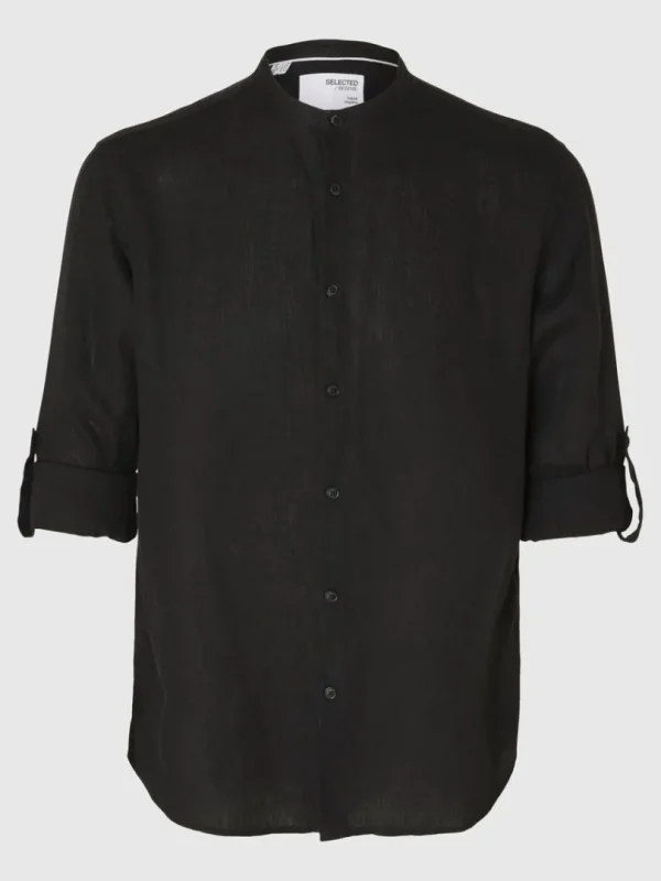 Skjorter>SELECTED 100% HØR LANGÆRMET SKJORTE Black