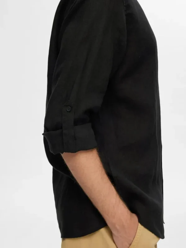 Skjorter>SELECTED 100% HØR LANGÆRMET SKJORTE Black