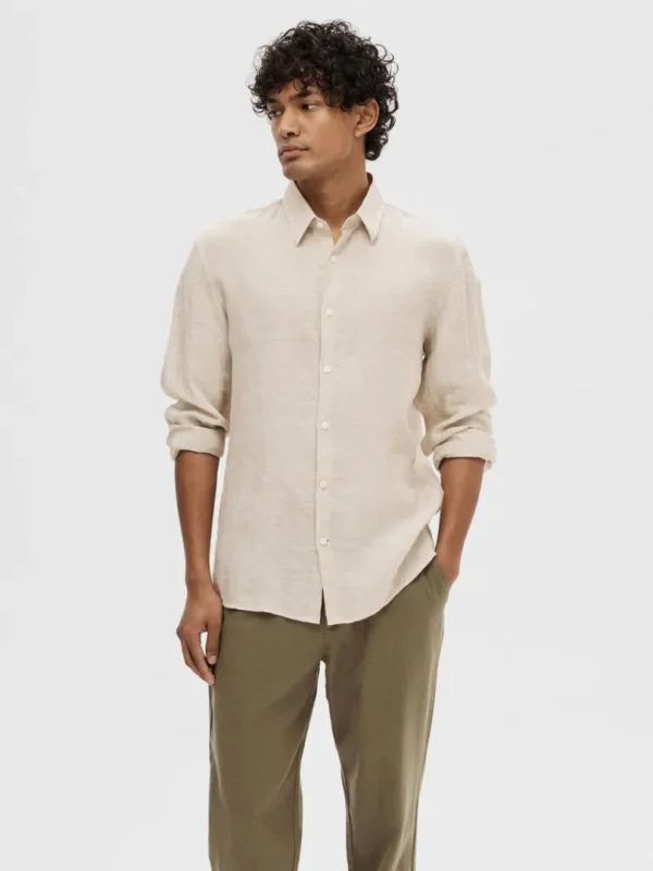 Skjorter>SELECTED 100% HØR SKJORTE Beige