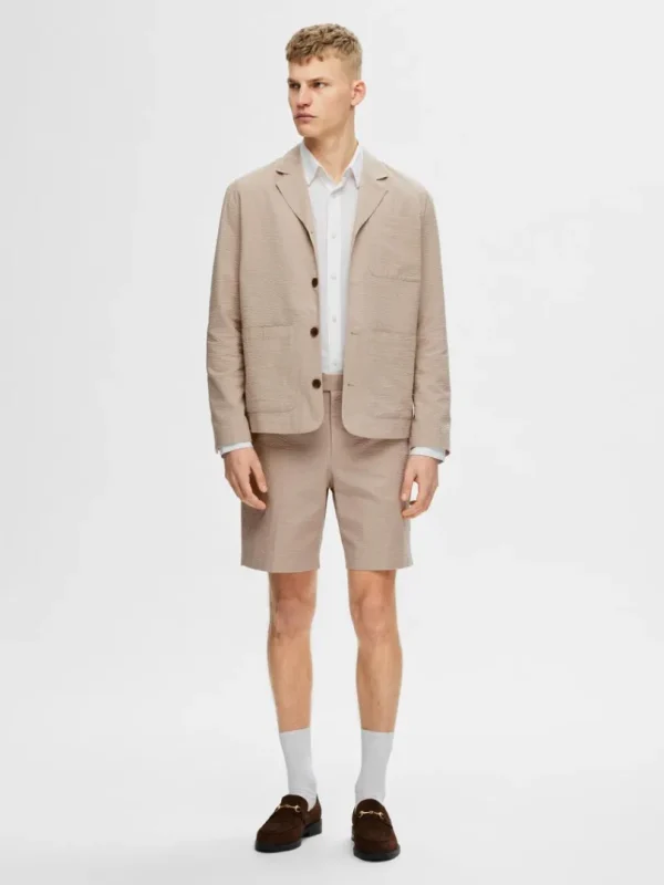 Jakkesæt & Blazers>SELECTED HYBRID BOMULD-SEERSUCKER BLAZER Beige