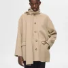 Overtøj>SELECTED INDBYGGET HALSTØRKLÆDE JAKKE Beige
