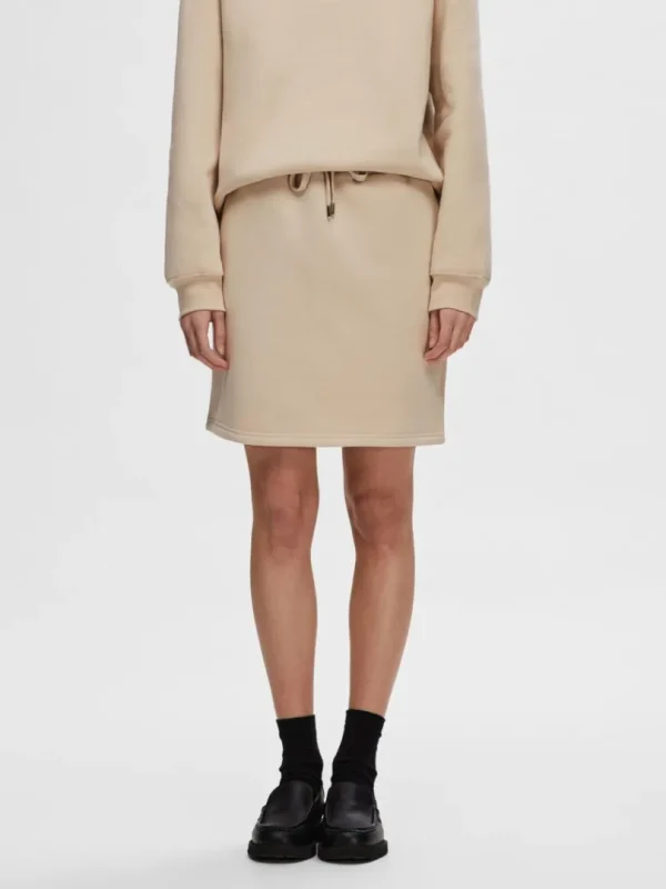 Nederdele>SELECTED JERSEY MININEDERDEL Beige
