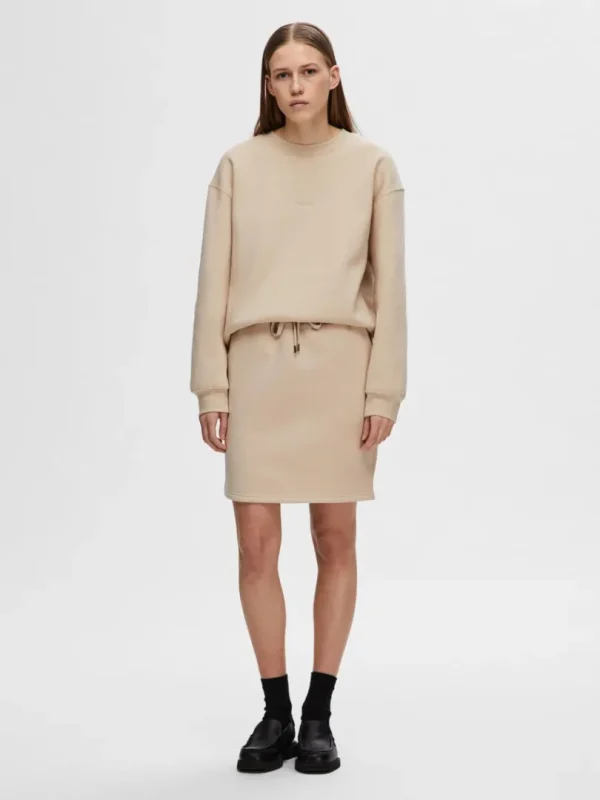 Nederdele>SELECTED JERSEY MININEDERDEL Beige