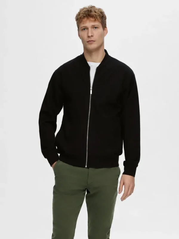 Overtøj>SELECTED JERSEY SWEATER Black