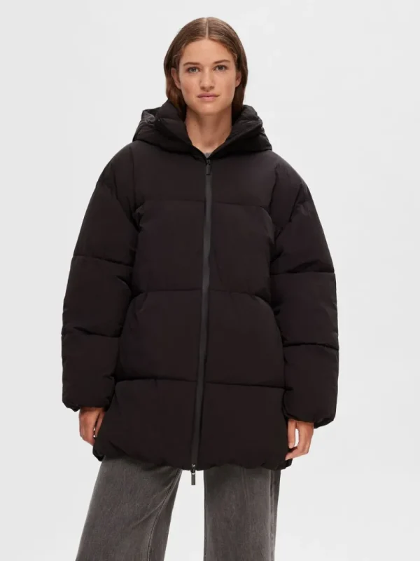 Overtøj>SELECTED JUSTERBAR PUFFERJAKKE Black