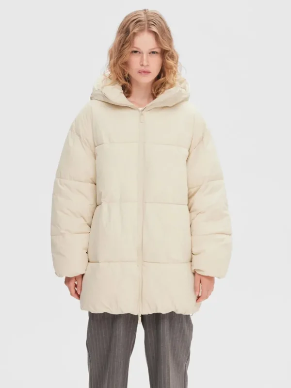 Overtøj>SELECTED JUSTERBAR PUFFERJAKKE Beige
