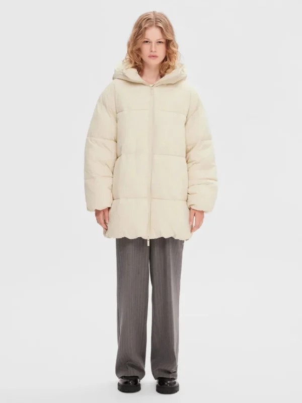 Overtøj>SELECTED JUSTERBAR PUFFERJAKKE Beige