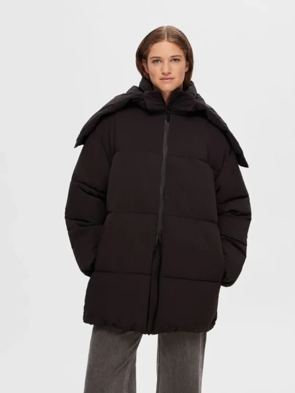 Overtøj>SELECTED JUSTERBAR PUFFERJAKKE Black
