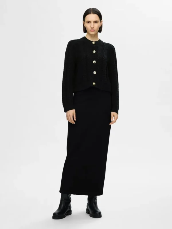 Strik>SELECTED KABELSTRIK CARDIGAN Black