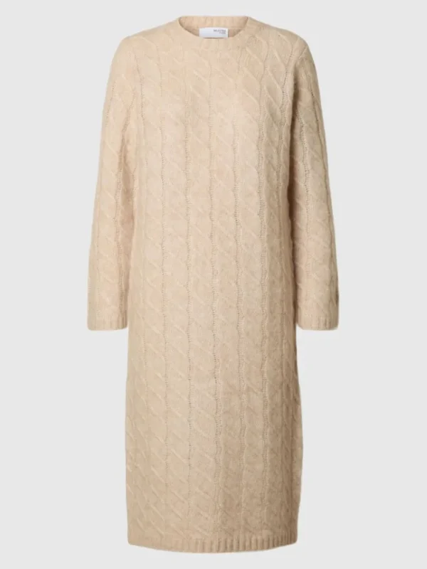 Kjoler | Strik>SELECTED KABELSTRIK MAXIKJOLE Beige